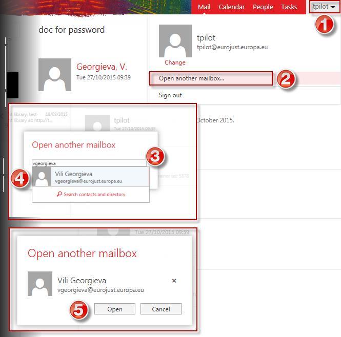 Access to a Shared Mailbox Via Webmail Full To fully access a shared mailbox, including the ability to view its subfolders, click your name (1) then,