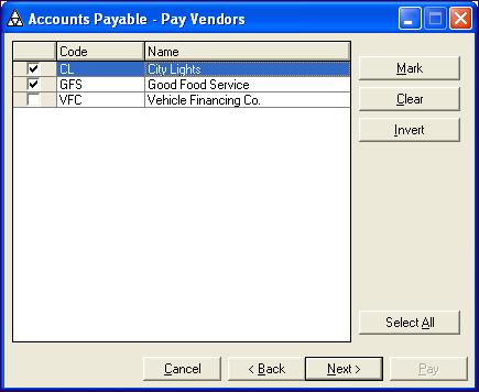4 PAY VENDORS Selecting Invoices By Vendor In this field: Take Discount if Available Take Credit(s) if available Enter or select: If you want the system to include invoices that are due on or before