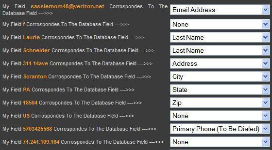 The next step is to match the field names as they are uploaded so that they become useful information.