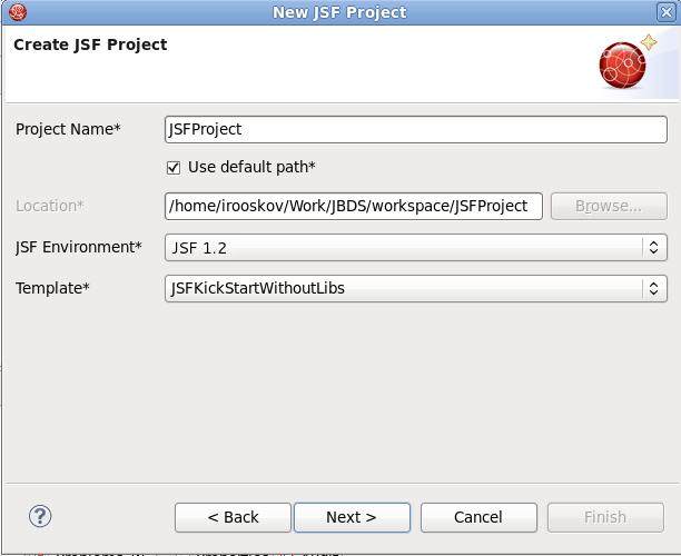 Creating a New JSF Project Figure 3.2. Creating a New JSF Project There are a number of predefined project templates that are both flexible and easily customizable.
