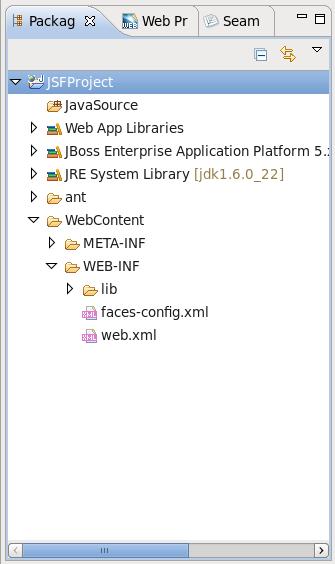 Chapter 3. Projects Figure 3.5. A New Project in the Package Explorer At this point you can open the faces-config.