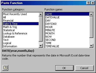 Function Wizard All functions built into Excel can be viewed by using the Function Wizard.