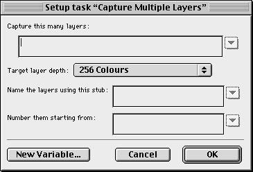 TASK SETUP DIALOGS Capture Multiple Layers Task This task allows you to capture multiple video frames as layers.