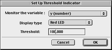 AUTOMATOR TUTORIAL Threshold Indicator The threshold indicator control allows you to set up a number variable, so that when the value passes