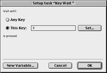 TASK SETUP DIALOGS Keywait Task This task allows you to pause the automation until the user enters something on the keyboard.