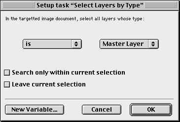 OPENLAB Layer Selection Tasks Select Layers by Type Task This task allows you to select layers within a document according to layer type.