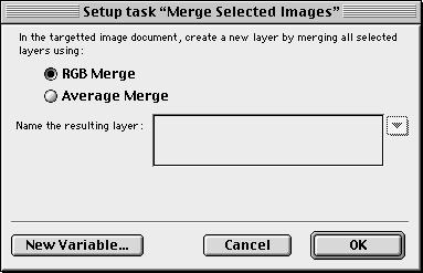 OPENLAB Merge Selected Images Task This task allows you to merge the layers that are currently selected in the target document. It creates a new, merged layer.