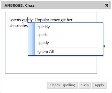 05 Using Marksheets 5. Right-click any underlined word to access a pop-up menu containing suggestions for the correct spelling. 6.