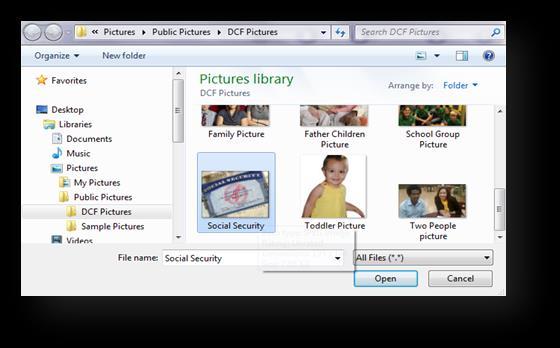4. Click Browse. The Windows Explorer page displays. 5. Locate and select the image (file) to upload from your computer or network. 6.