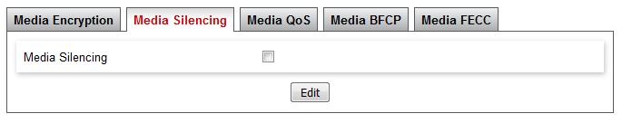 On the Media Silencing tab, Media Silencing is disabled. The Media QoS settings are shown below.