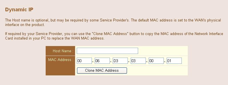 5.2. WAN Settings The Arion 3001-4 supports 3 types of WAN connection Dynamic IP (DHCP Client), PPPoE, and Static IP. 5.2.1. Dynamic IP This mode allows the Arion 3001-4 to enable its DHCP client to get an IP address from your high-speed service provider.