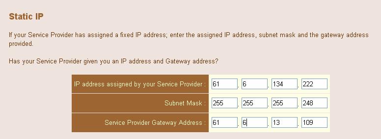 assigned a fixed IP address, enter the