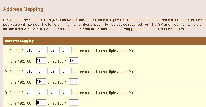 5.4. NAT Settings 5.4.1. Address Mapping Arion 3001-4 supports multiple public IP addresses.