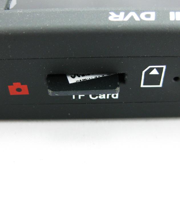 With the LCD screen of the DVR facing UP, the SD card will be inserted with the Gold connectors facing UP. See the photo below. 2.