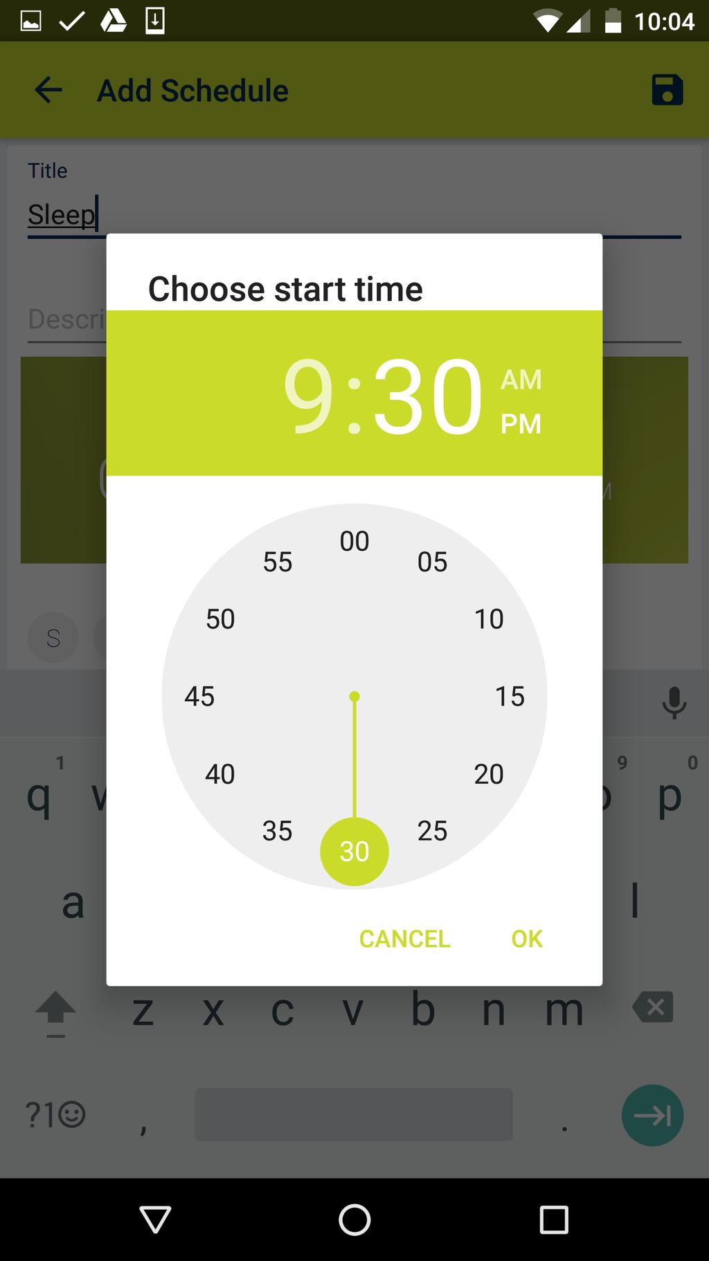 Figure 3.7 h. Once the start and end time has been selected, tap on each day of the week that you want the schedule to be active.