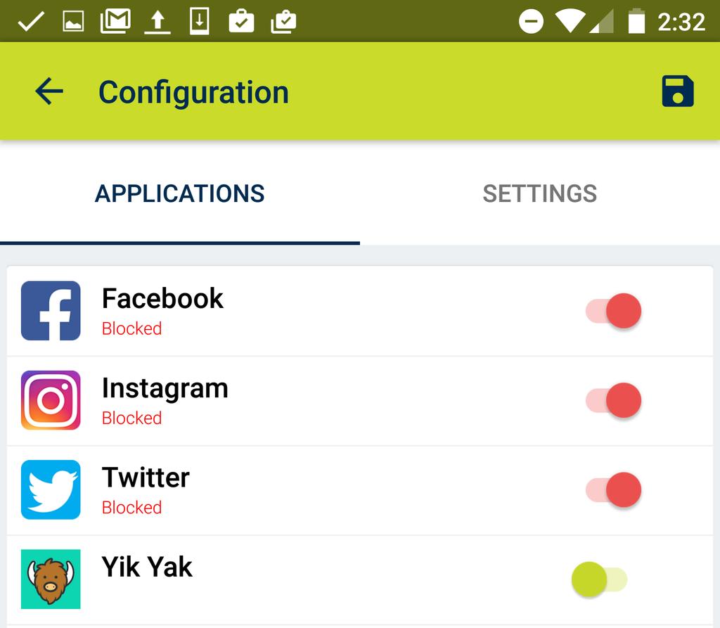 From here you can tap the Configure Settings button to update device and application settings.