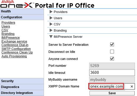 2.7 Setting the one-x Portal for IP Office XMPP Domain The one-x Portal for IP Office needs to be configured with its fully qualified domain names.