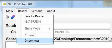 Manual mode step 7 Erase button 8 Lastly to disconnect the application from the reader, click on