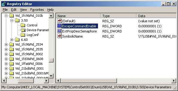 Fig 3. Enable the Escape IOCTL in Windows driver for Windows XP Fig 4.
