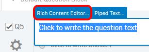 Click the dropdown arrow to the right and select Rich Content Editor 3. Click the Block Options dropdown menu and select Question Randomization 3.