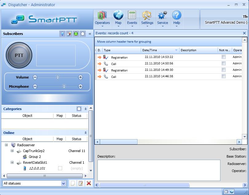 If you have correctly configured SmartPTT, after some radio subscribers activity you will see log