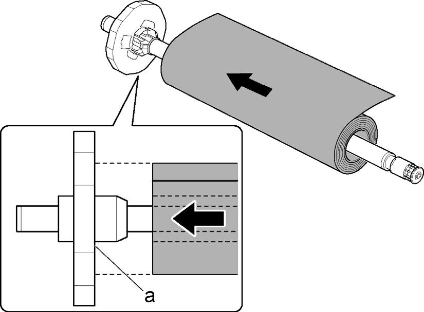 Loading a Roll 2 Lift the Holder Stopper lever (a) from the shaft side to unlock it. Holding the Holder Stopper at the position indicated (b), remove it from the Roll Holder.