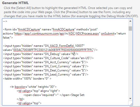 To see if a form is in debug mode, check the Generate HTML page to see whether the SN_Debug value has been set to Y.