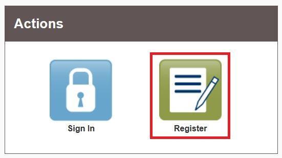 Choose to register a new account 1. The Actions panel is where you sign into Odyssey or register as a user. 2. Click Register.