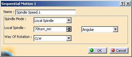 Sequential Axial Operation: Strategy (2/9) Spindle Speed: You can define a tool motion by Spindle Speed. Two spindle modes: Local Spindle: The tool motion follows local spindle values.