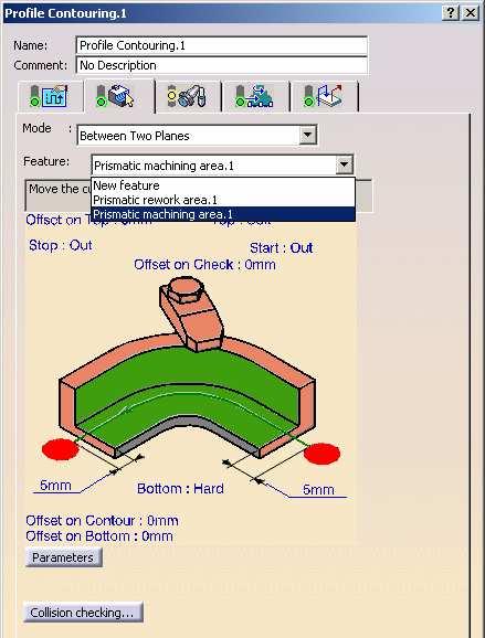 Using Prismatic Machining Areas for a Profile Contouring Operation To perform a Profile Contouring Operation, click the