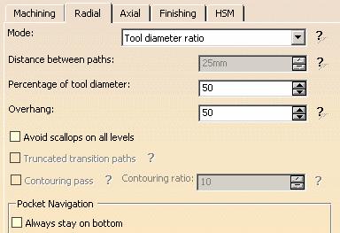 Pocketing Operation: Strategy (3/9) Radial Strategy Parameters: Maximum Distance A maximum distance will be used to compute the distance between two paths.