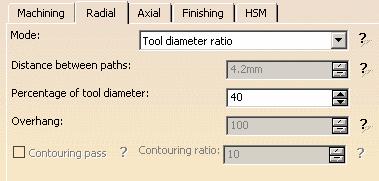4-Axis Pocketing Operation: Strategy (4/7) Radial Parameters: Radial Strategy Mode It calculates the distance between two consecutive paths of a tool path.