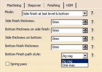 Finish Path style: Defines the bottom finish path style: Available only for Zig zag or One way This option