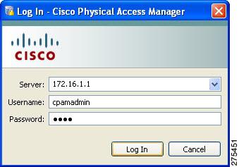 Logging in to Cisco PAM Launch the Cisco PAM desktop client software to display the login prompt (Figure 3-2). Step 1 Step 2 Enter the server IP address of the Cisco PAM appliance.