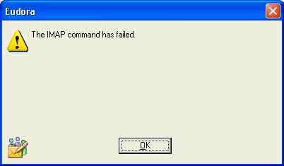 You should receive an error message saying that the IMAP command failed.