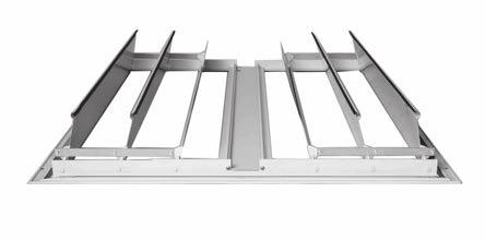 CEILING SHUTTERS The Model 410 is a low velocity exhaust ceiling shutter. The flanged frame and blades are aluminum with a Polar White finish.