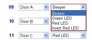 5.3 Configuring the Beeper and LED Settings for Each Door/Gate After connecting the wires for beeper or LED, specify the conditions to trigger the beeper and LED on the GV-AS210 / 2110 / 400 / 410 /
