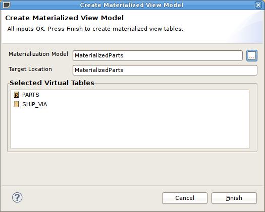 Create Materialized Views Step 2a - Selecting the browse '.