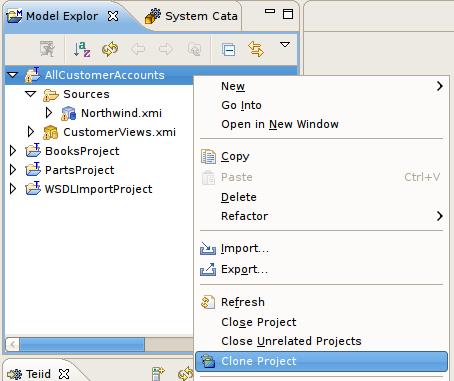 Clone Project Step 1 - Select an existing model project in the Section 10.2.1, Model Explorer View.