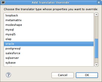 VDB Editor user selects an existing tranlator type and clicks OK.