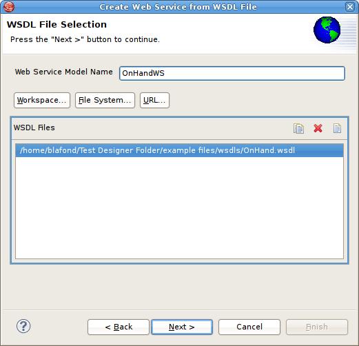 Chapter 3. Importers Figure 3.46. WSDL File Selection Dialog Note If no WSDL is selected or specified then the importer will only create an empty Web Service model.