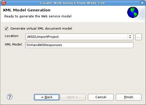 Chapter 3. Importers Figure 3.50. Namespace Resolution Dialog In order to successfully generate Web Services from WSDL, the WSDL must be error free. WSDL validation is performed during Step 3 above.