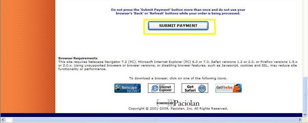 -If paying by echeck, scroll down to the Pay by Check option. Enter all the account information requested (highlighted in yellow).