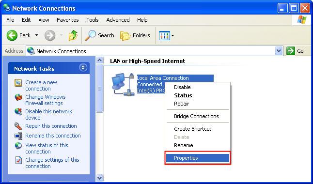 Appendix B Upload / Download via Ethernet Double-click Network Connections icon, the