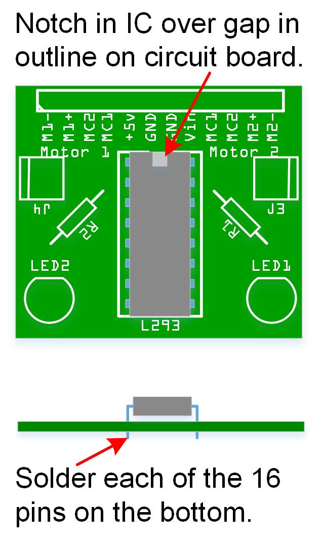 In the image on the materials list, the circuit board is green, but the actual color will depend on where the board itself was made. Still, the white outlines and lettering are always the same.