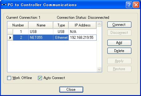 Setup & Operation 7. LAN (Ethernet Communication) Port (8) Make sure that No.2 is selected, and click the <Connect> button.