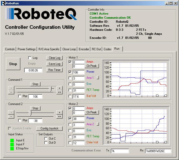 Obtaining the Controller s Software Revision Number FIGURE 6. Roborun Utility screen layout To connect the controller to your PC, use the provided cable.
