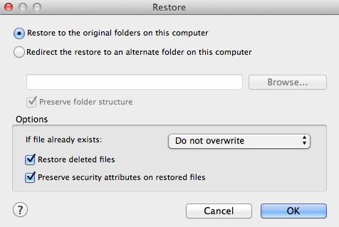 Figure 6: Restore window You can restore the backed up files and folders in two ways: 4. In the Restore menu, right-click any backup folder or right-click any file within the folder and click Restore.