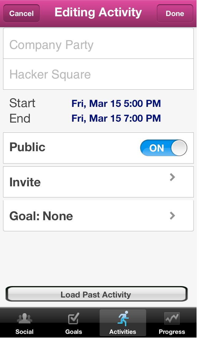 goal. Bottom: New prototype: Users are now taken to a page to add a goal after adding an