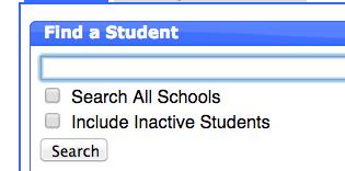 When users conduct a search resulting in a list of students and have selected a student from that list, clicking on Back to Student List link at the bottom of the page returns the user to the search